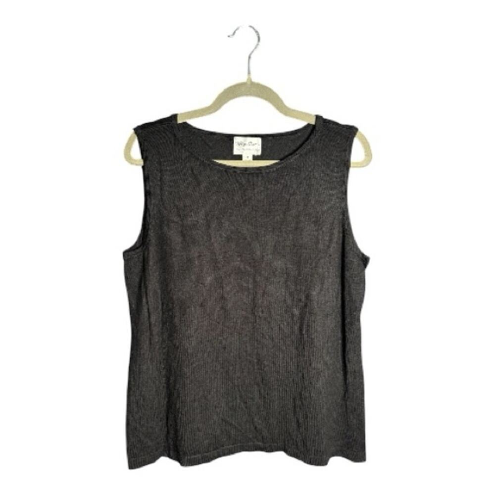 Whisper Knit Black Sleeveless Round Neck Sweater Medium